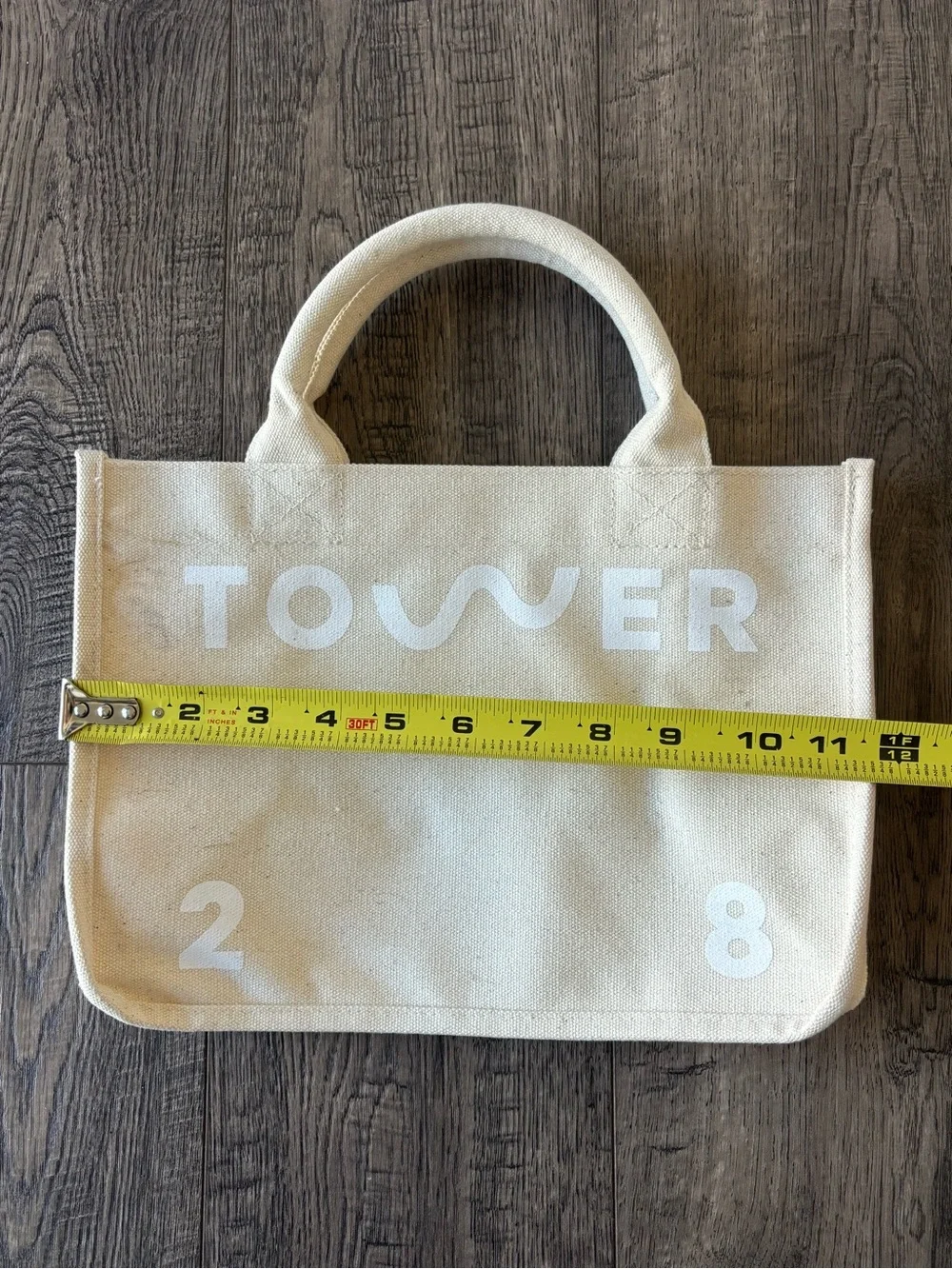 Tower 28 Cream Canvas Tote with White Logo